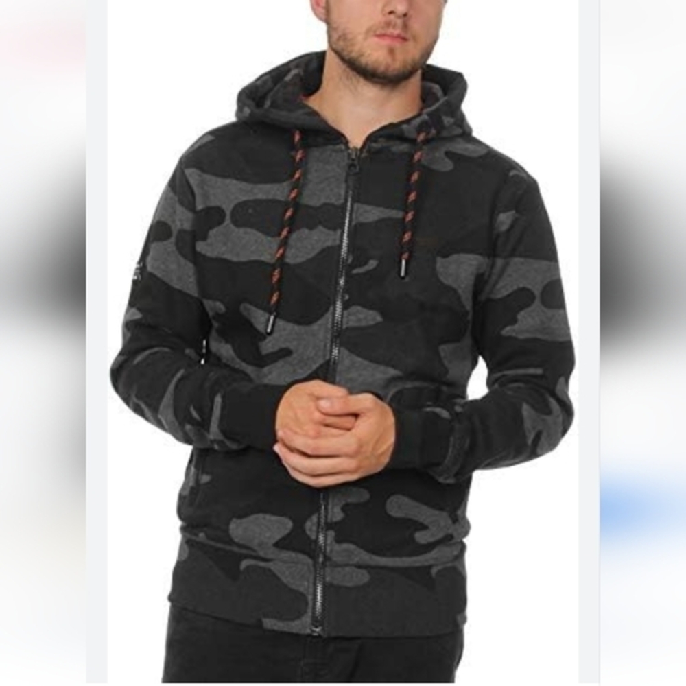 Superdry Orange label hoodie,zip up,camo,M